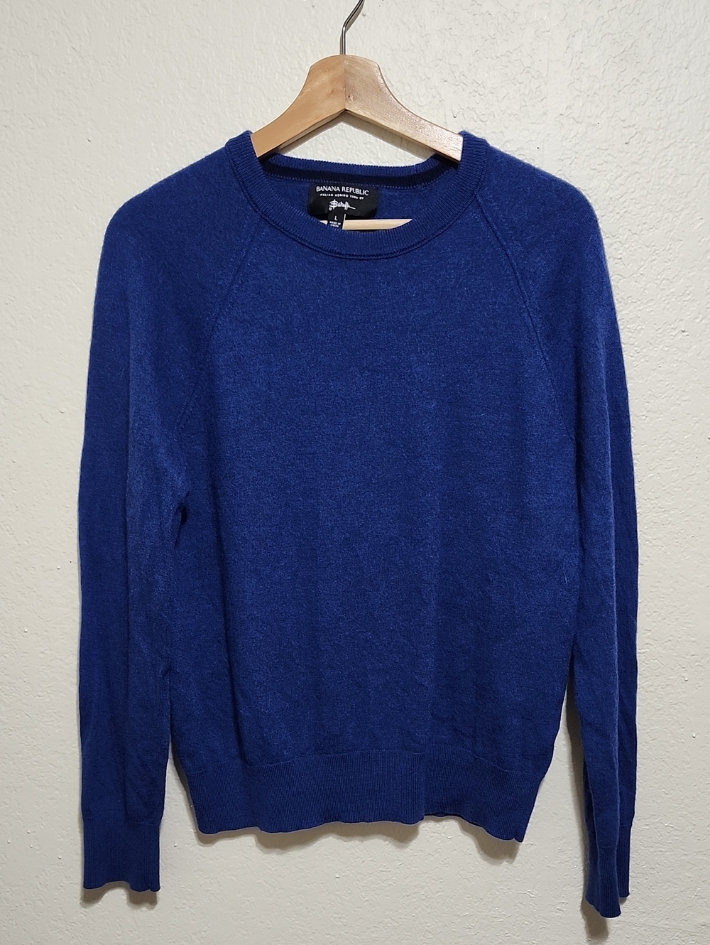 Banana Republic Italian Merino Wool Crewneck Sweater Blue Men's Sz L Baruffa